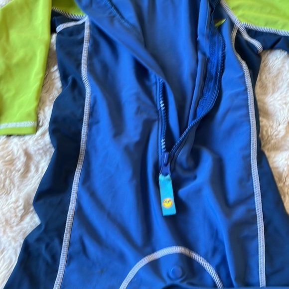 One Step Ahead Sun Smarties Blue/Green One-Piece Zip-Up Bathing Suit Size 24 - Picture 3 of 6